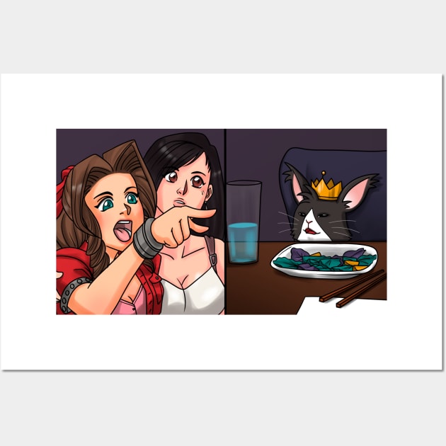 Aerith yelling at a Cait Sith Wall Art by RetroFreak